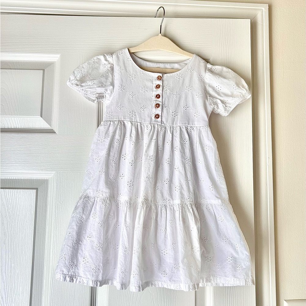 Beach Wedding Birthday dress White Eyelet Button-Front Dress wonder nation